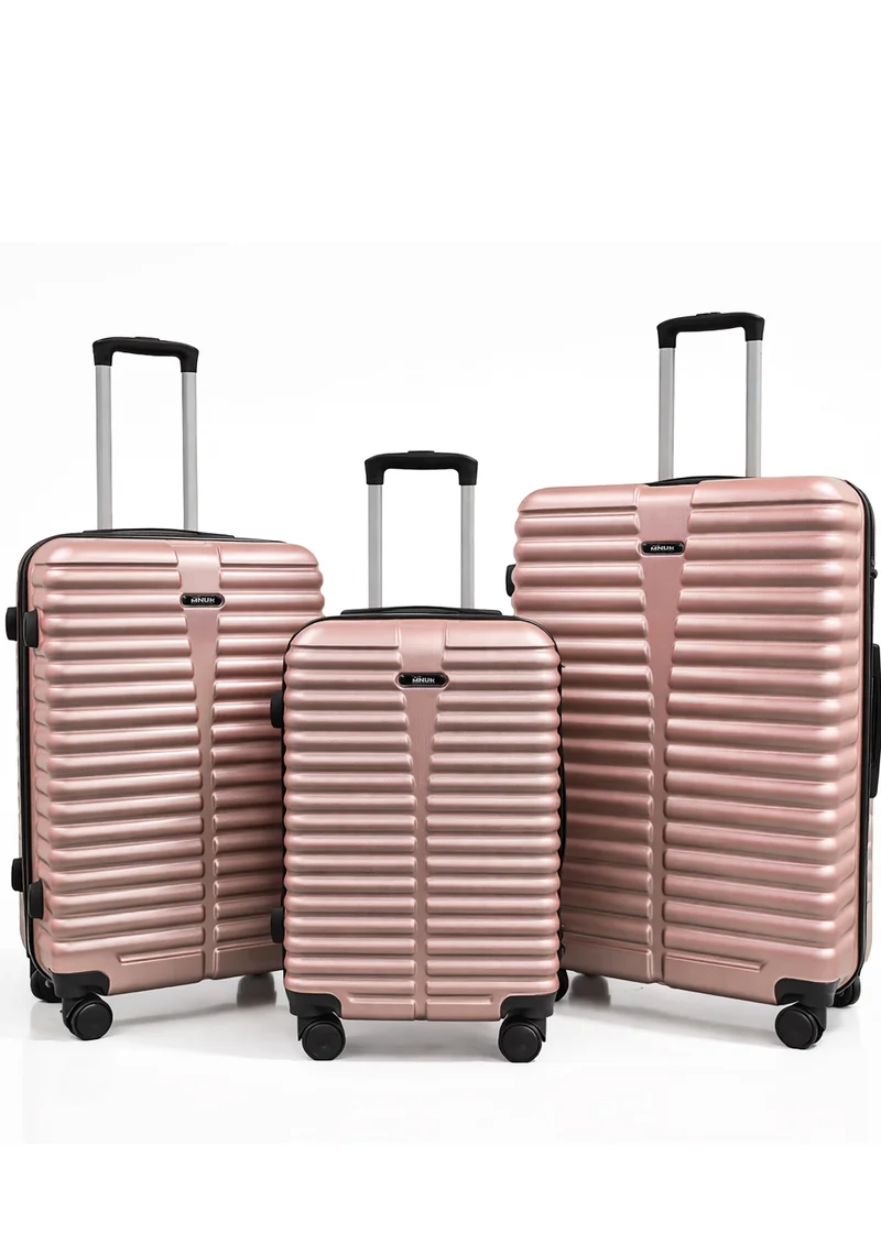 منيك طقم حقائب سفر  قطع | بعجلات دوارة  درجة وقفل  | مقاسات مختلفة | ذهبي