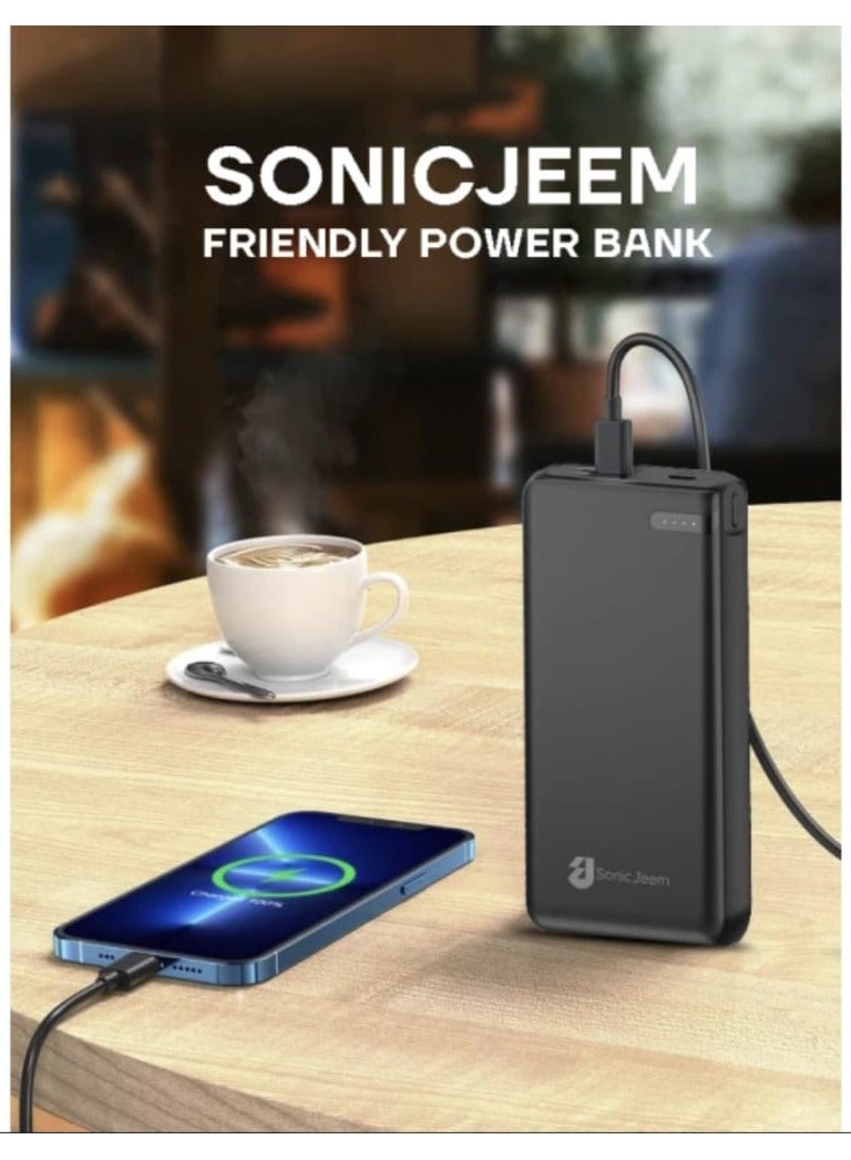 SONIC JEEM SonicJeem SJ228D Portable Power Bank – 10000mAh Battery, 20W Max Output, 2.5X Fast Charge with PD 3.1, Dual USB-C Ports, Fire Safety & Travel Ready - Image 2