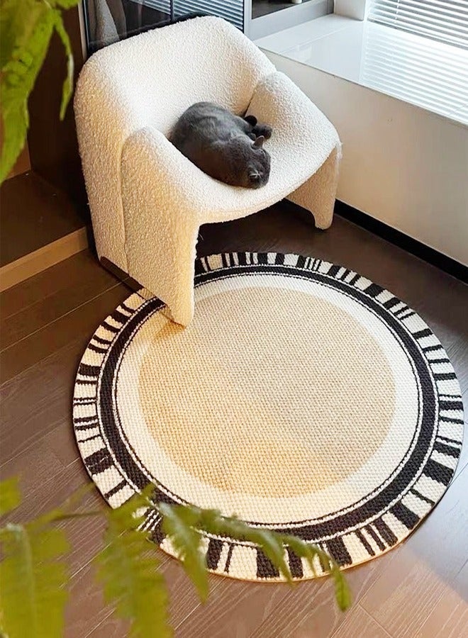 fashionhome Hand Woven Round Area Rugs Soft Vintage Bedside Carpet Washable Floor Rug with Non-slip Backing for Kitchen Bathroom Dining Room 120x120 cm - Image 1
