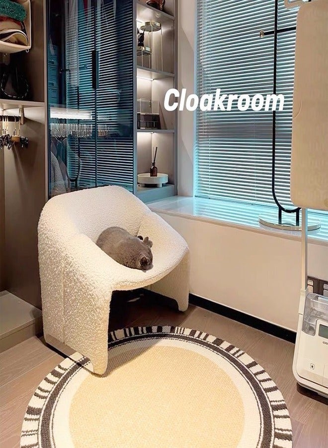 fashionhome Hand Woven Round Area Rugs Soft Vintage Bedside Carpet Washable Floor Rug with Non-slip Backing for Kitchen Bathroom Dining Room 120x120 cm - Image 4