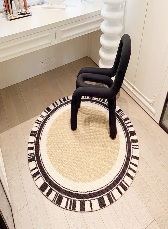 fashionhome Hand Woven Round Area Rugs Soft Vintage Bedside Carpet Washable Floor Rug with Non-slip Backing for Kitchen Bathroom Dining Room 120x120 cm - Image 5