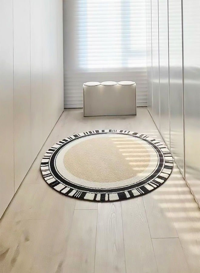 fashionhome Hand Woven Round Area Rugs Soft Vintage Bedside Carpet Washable Floor Rug with Non-slip Backing for Kitchen Bathroom Dining Room 120x120 cm - Image 2