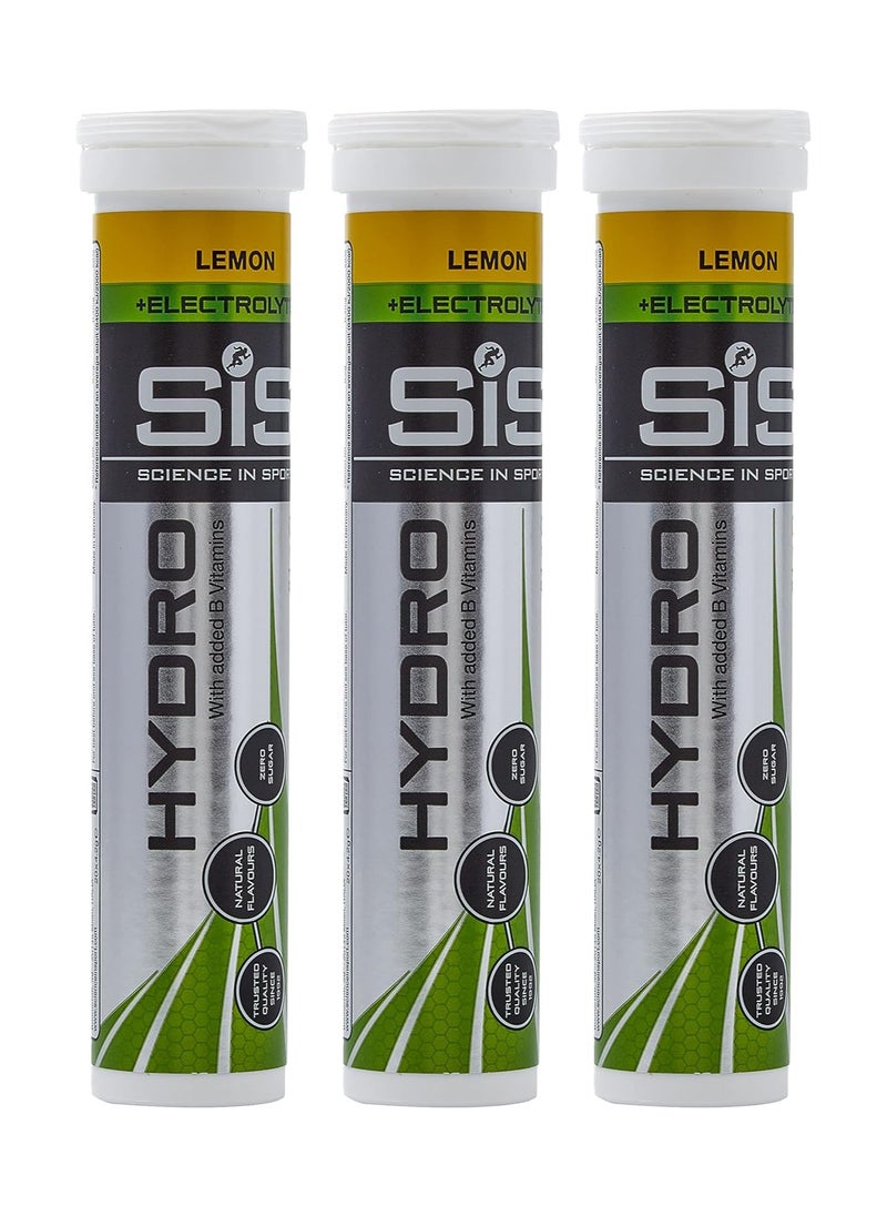SIS - Hydro Electrolyte Tablets - Triple Pack, Lemon Flavour Effervescent Tablets with added Vitamins, Minerals and Sweetener 3X20X4.5g - Image 1