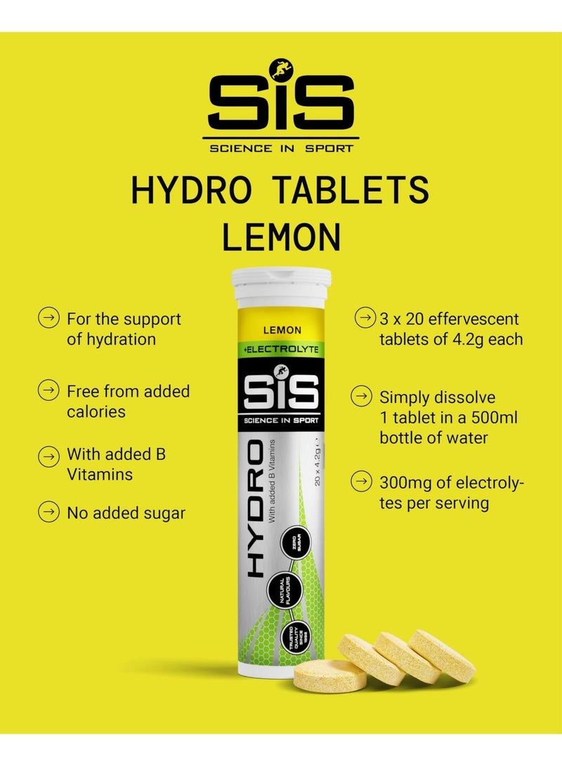 SIS Hydro Electrolyte Tablets | Sugar Free Hydration Tablets | Essential Electrolytes to Reduce Fatigue & Aid Rehydration | Gluten Free | Lemon Flavour, 3 X 20 X 4.5 G E - Image 2