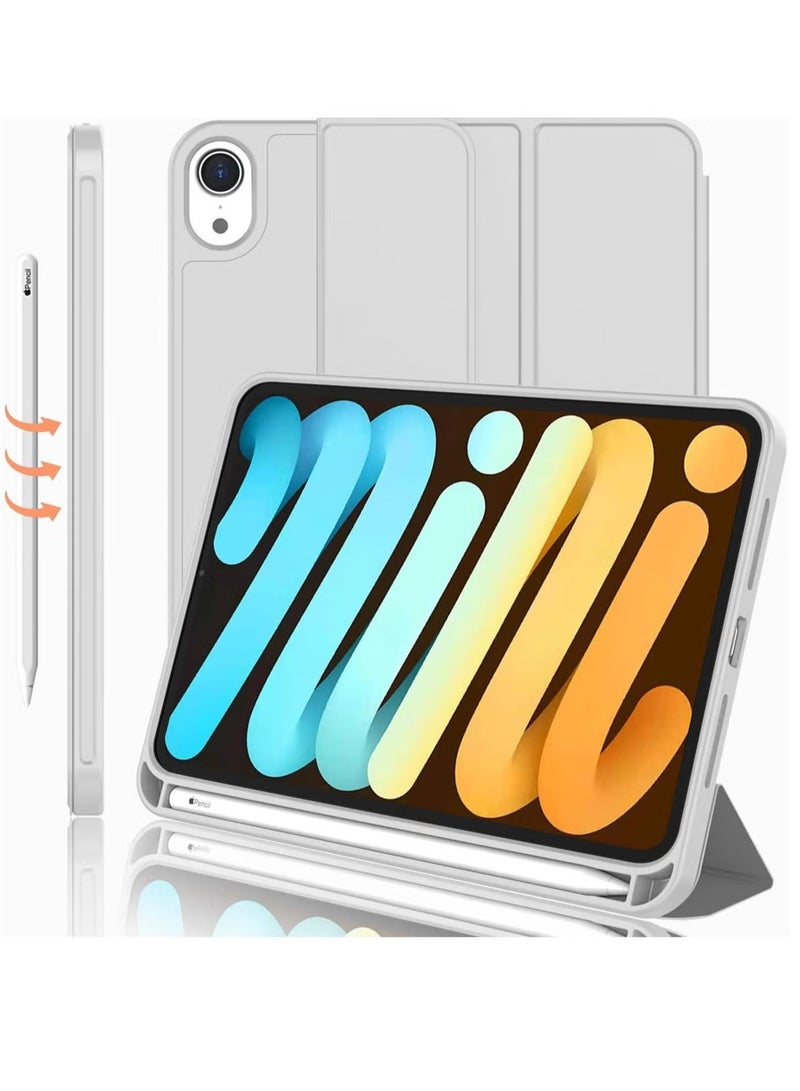 DUSALA New iPad Mini 6 Case (2021, 8.3 Inch, 6th Gen) with Pencil Holder - Trifold Stand Smart Cover with Soft TPU Back and Auto Wake/Sleep Function - Image 1
