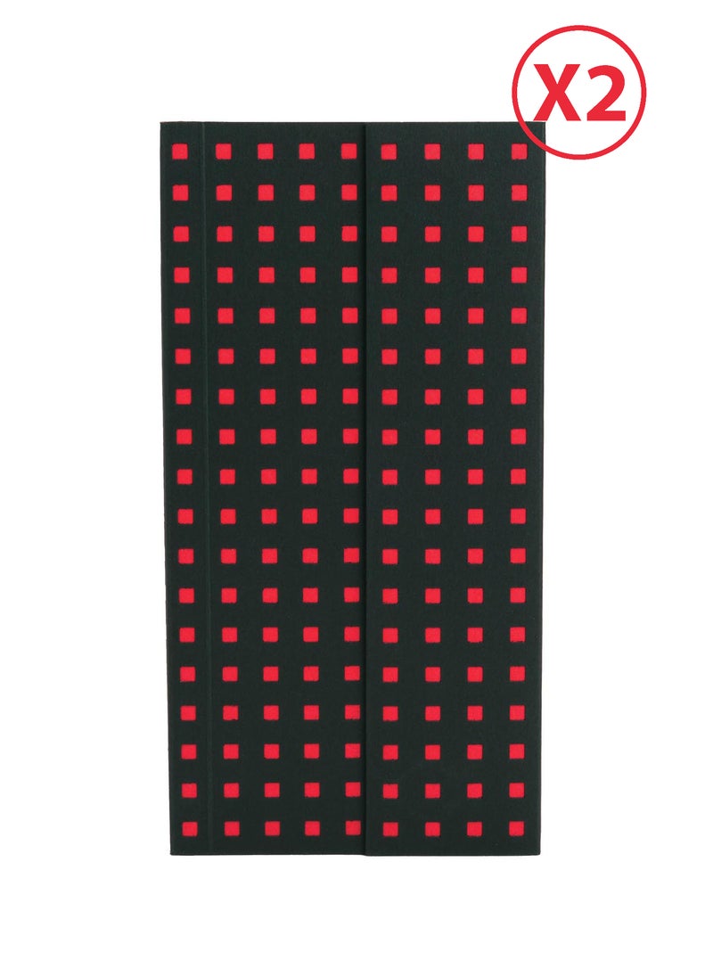 Paper-Oh Quadro Black on Red B6.5 Unlined Wrap Closure 112 Pages 100gsm Notebook - Pack of 2 - Image 1