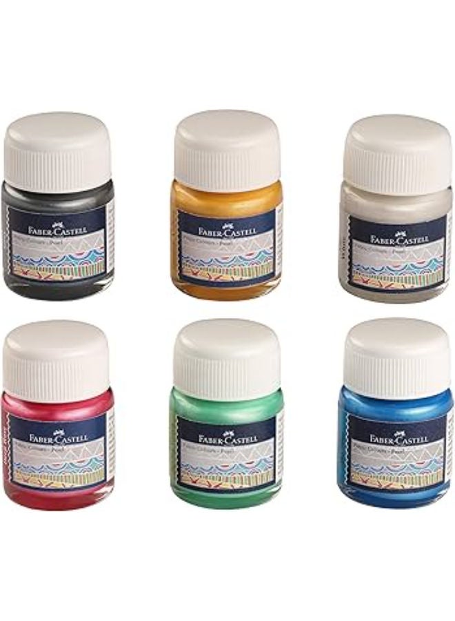 FABER-CASTELL A Set Of Pearl Fabric Colors, 6-Color Jars, And A Plastic Box - Image 1