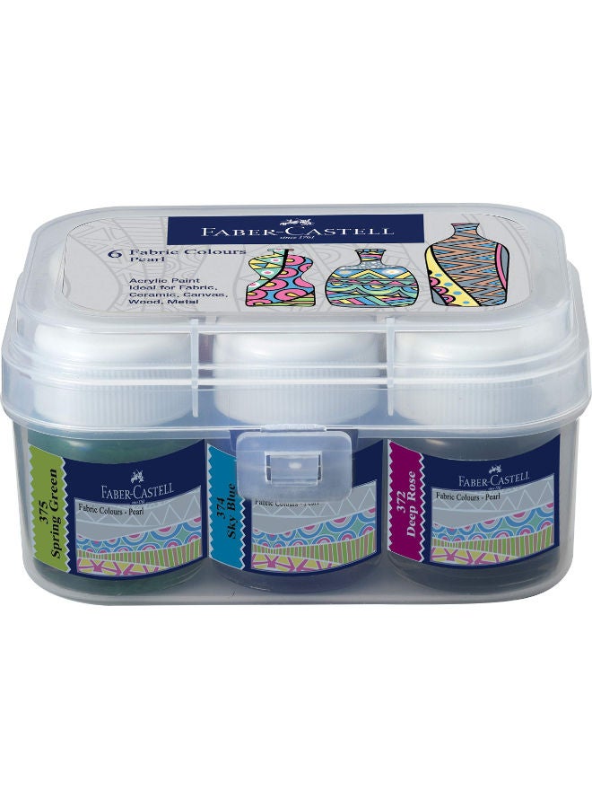 FABER-CASTELL A Set Of Pearl Fabric Colors, 6-Color Jars, And A Plastic Box - Image 2