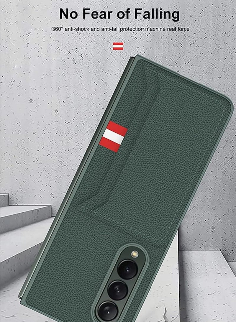 Captaintech Excefore for Samsung Z Fold 3 Case, Z Fold 3 5G W22 Cover with Leather Wallet Card Holder Phone Case Compatible with Samsung Galaxy Z Fold 3 5G Cover (Dark Green) - Image 4