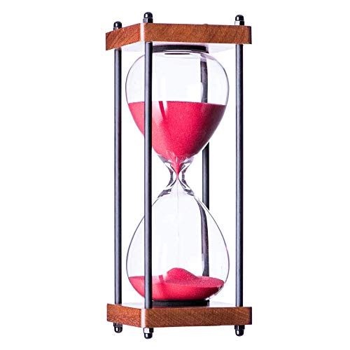 AKAKA MUNING Large Hourglass Timer 60 Minute, Decorative Wooden Sandglass, Red - Image 2