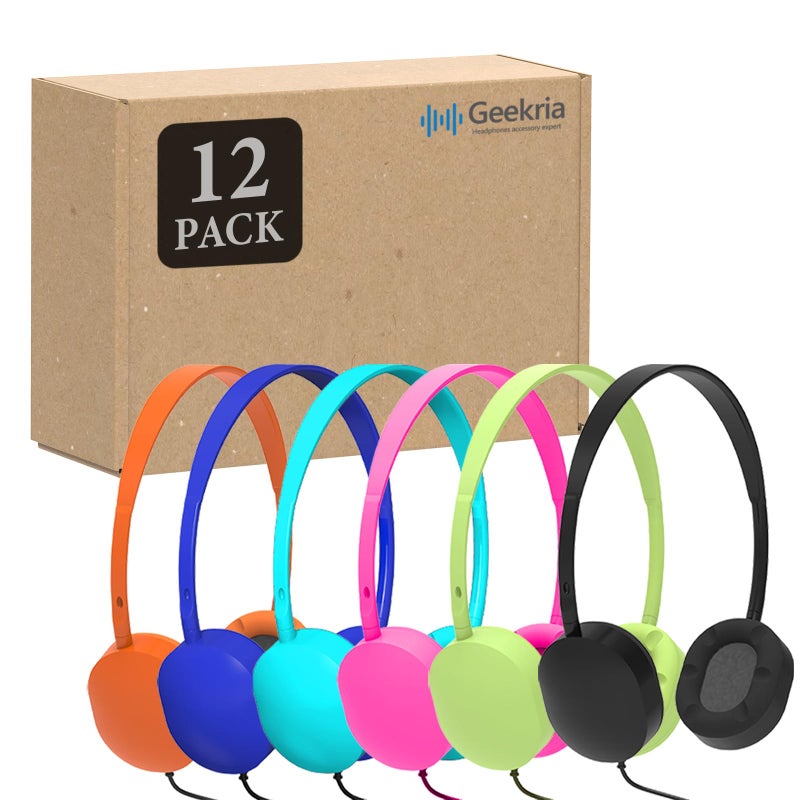 GEEKRIA 12 Pack Wired Headphones for Classroom Adjustable OnEar Headphones Kids Children Headset for Schools Student Libraries Computer Lab Testing Centers Bulk Pack Oval Earcups - Image 2