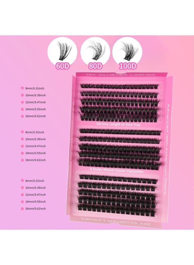 False Eyelashes Lash Clusters, 280Pcs 60D/80D/100D Mixed Density Faux Mink Lashes, All-in-One DIY Lash Extension Kit, Beginner Friendly, Ideal Gift for Ramadan Eid Wedding Party Daily Makeup - Image 2