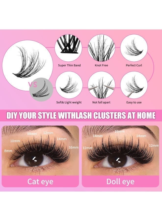 False Eyelashes Lash Clusters, 280Pcs 60D/80D/100D Mixed Density Faux Mink Lashes, All-in-One DIY Lash Extension Kit, Beginner Friendly, Ideal Gift for Ramadan Eid Wedding Party Daily Makeup - Image 3