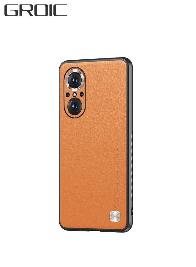 GROIC جراب Huawei Nova9 SE مقاس 6.78 بوصة، جراب جلدي مرن من مادة TPU مع غطاء هاتف مضاد للصدمات ومضاد للانزلاق مع حماية عدسة الكاميرا، برتقالي - Image 1