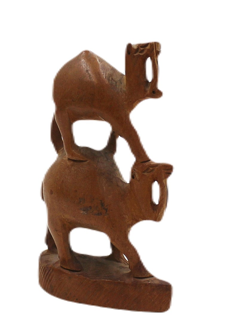Antique Museum Wooden Handcrafted Camel Figurine Desert Elegance In Miniature  - Image 1