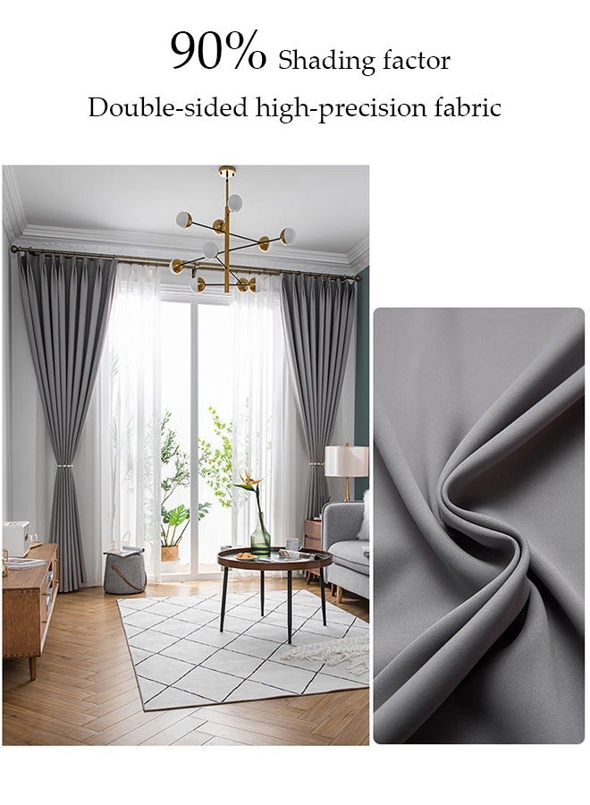 2 Panels Blackout Curtains for Bedroom，Thermal Insulated Room Darkening Curtains, Grommet Light Blocking Blackout Drapes for Living Room，Hook-type Blackout Curtains，200CM X 270CM，Grey - Image 3
