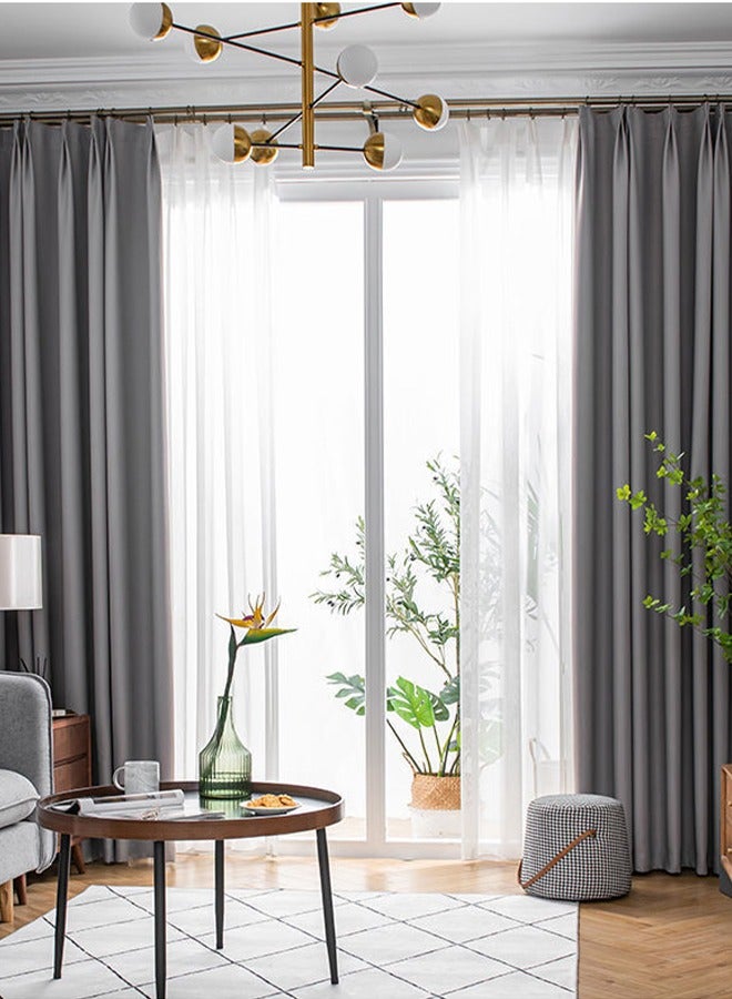 2 Panels Blackout Curtains for Bedroom，Thermal Insulated Room Darkening Curtains, Grommet Light Blocking Blackout Drapes for Living Room，Hook-type Blackout Curtains，200CM X 270CM，Grey - Image 2