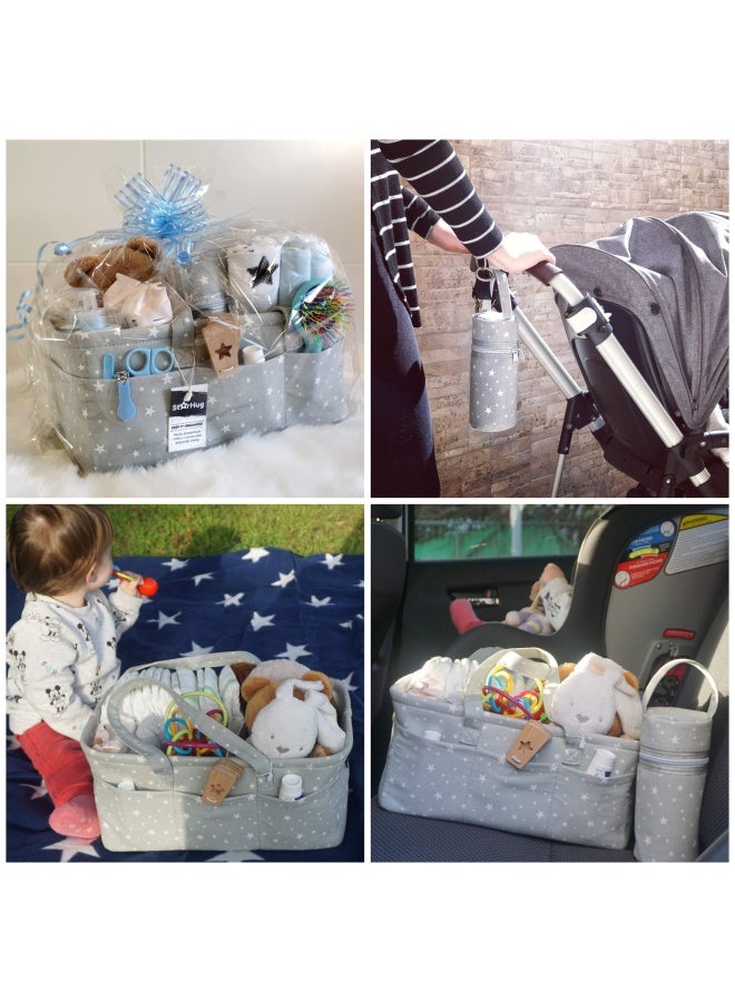 Starhug Stylish Baby Diaper Caddy Organizer - Large Nursery Storage Bin For Changing Table Car Travel Tote Bag Boy Girl Shower Gift Basket Newborn Registry Must Haves Free Bonus Bottle Cooler  - Image 5