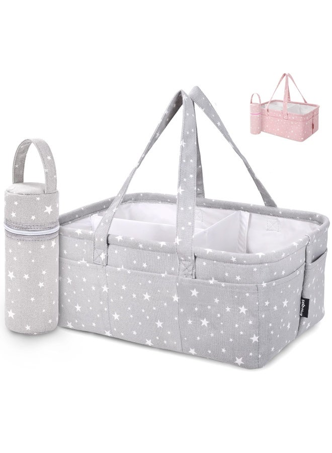 Starhug Stylish Baby Diaper Caddy Organizer - Large Nursery Storage Bin For Changing Table Car Travel Tote Bag Boy Girl Shower Gift Basket Newborn Registry Must Haves Free Bonus Bottle Cooler  - Image 1