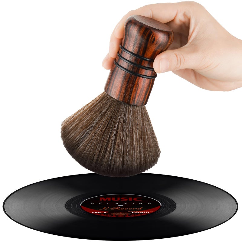 NiHome Large Vinyl Record Cleaning Brush, Anti-Static Soft LP Record Cleaner, Ultra-Fine Fiber Bristles Vinyl Dust Remover Brush, Safe for Vinyl LP CD Album, Beech Wood Handle Retro Design (Red/Black) - Image 1