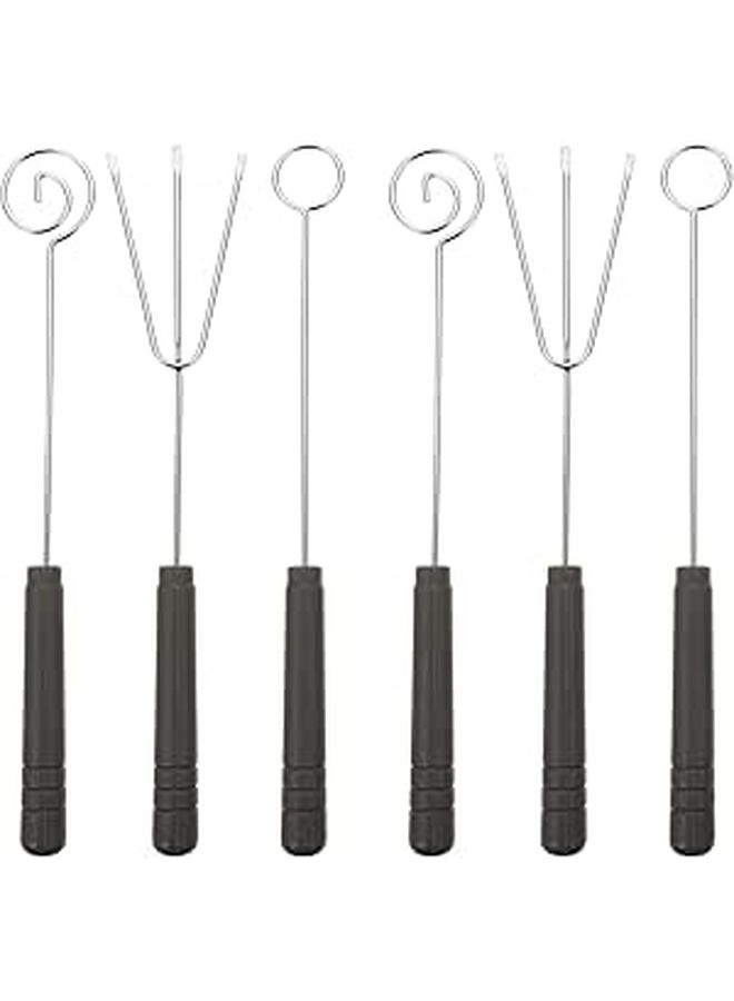6 Piece Stainless Steel Chocolate Fondue Fork Set with Spiral Trident and Round Tips - Image 1