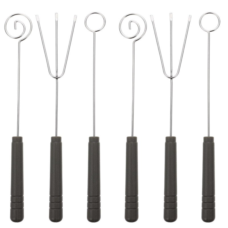 6 Piece Stainless Steel Chocolate Fondue Fork Set with Spiral Trident and Round Tips - Image 2