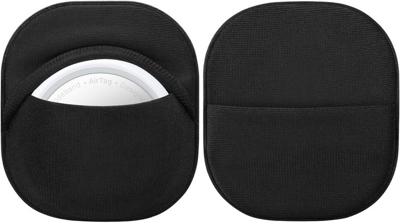 Lacdo Airtag Holder AirTag Case, 2 Pack Adhesive Mount Sticker for Apple Air Tag Hidden Case Cover Anti-Scratch Secure Stick-On Holder, for TV Remote Luggage Purses Laptop Backpack Bike Car, Black - Image 1