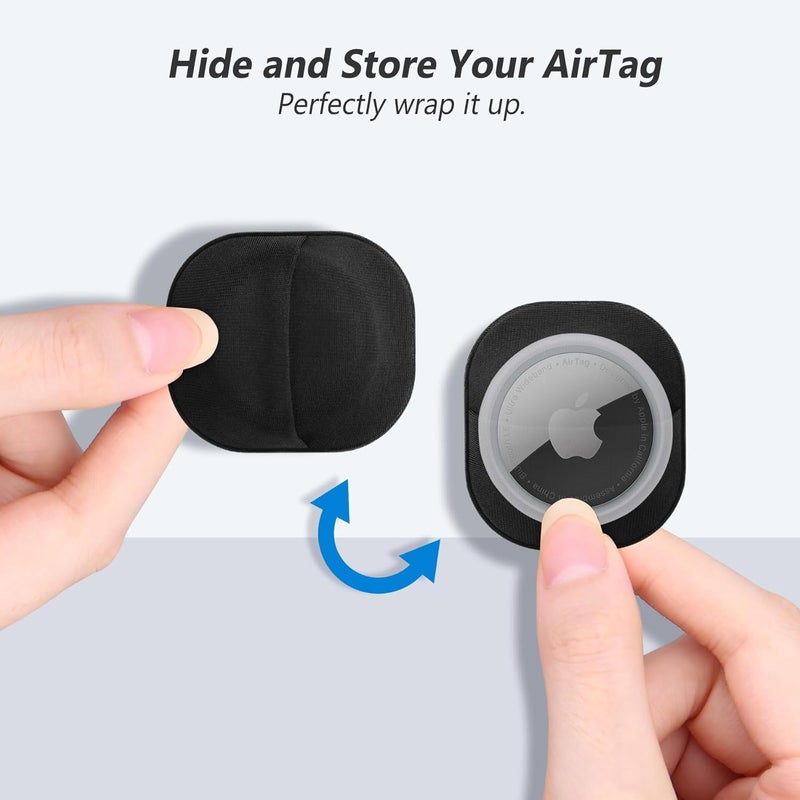 Lacdo Airtag Holder AirTag Case, 2 Pack Adhesive Mount Sticker for Apple Air Tag Hidden Case Cover Anti-Scratch Secure Stick-On Holder, for TV Remote Luggage Purses Laptop Backpack Bike Car, Black - Image 2