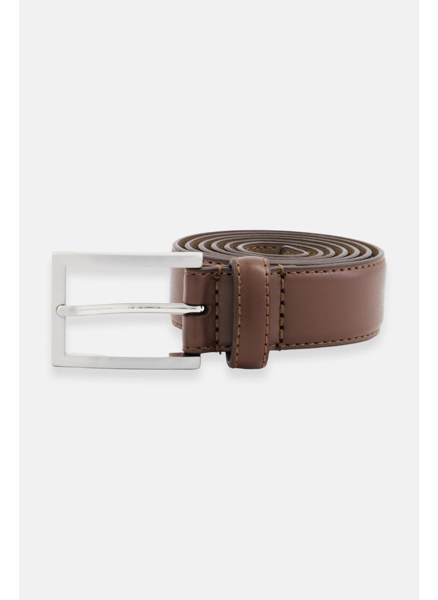 French Connection Men Plain Leather Buckle Belt, Brown  - Image 1