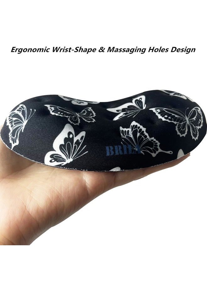 BRILA Ergonomic Memory Foam Mouse Wrist Rest Pad Cushion for Computer, Laptop, Office Work, PC Gaming- Massage Bowl Design - Wrist Pain Relief (Butterflies) - Image 4
