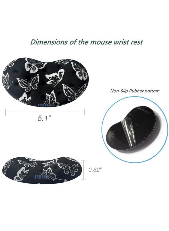 BRILA Ergonomic Memory Foam Mouse Wrist Rest Pad Cushion for Computer, Laptop, Office Work, PC Gaming- Massage Bowl Design - Wrist Pain Relief (Butterflies) - Image 3