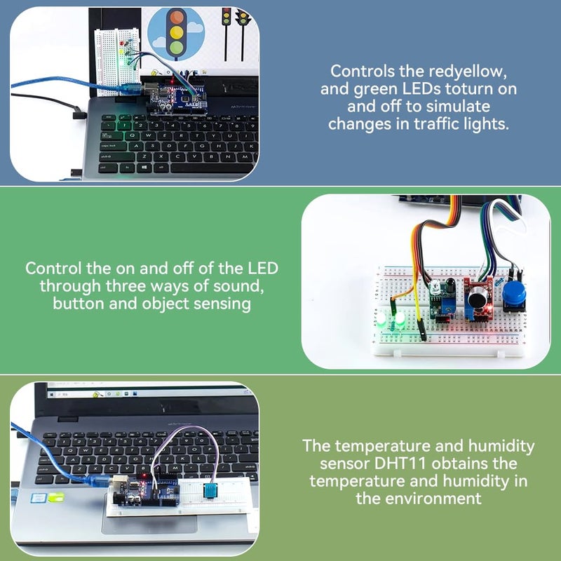 Serplex مجموعة بدء ® UNO للوحة تطوير UNO R3 مجموعة بدء أساسية 400 ثقب لوحة تجارب، حساسات، وحدة تجنب العقبات، ومتوافقة مع Arduino IDE - Image 4