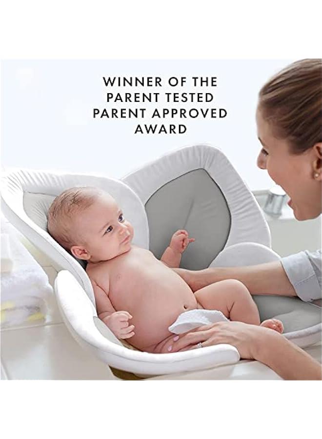 حوض استحمام للاطفال، بساط حمام الاطفال، مقعد اسفنج قابل للطي مناسب لمعظم الاحواض، مستلزمات استحمام الاطفال وحديثي الولادة (زهرة متفتحة)- (لون رمادي) - Image 5