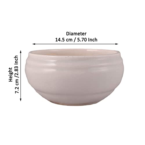 Lasaki Bowl Small White Ceramic Pots for Indoor Plants, Planters, Flower, Pots, gamla, Outdoor, Balcony, Home, Garden, Office Decor, Succulent Pot(D - 15 X H - 8 cm)(Plants not Included) - Image 3