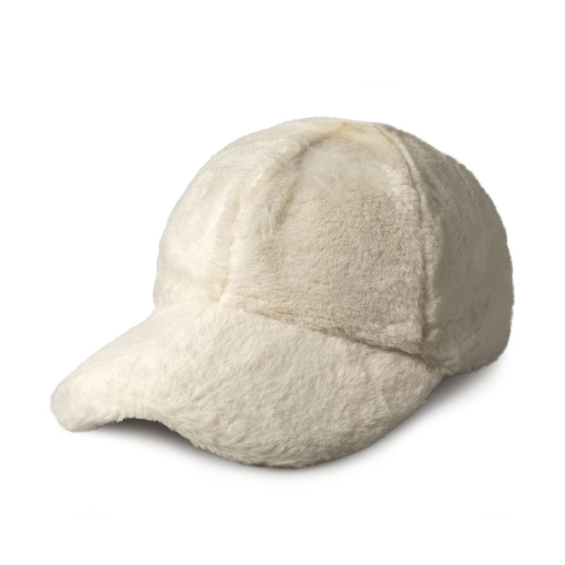 CHOK.LIDS Everyday Winter Fur Baseball Cap for Women Men Fleece Dad Hat Unisex Adjustable Lightweight Polo Style Curved Brim (Ivory) - Image 1