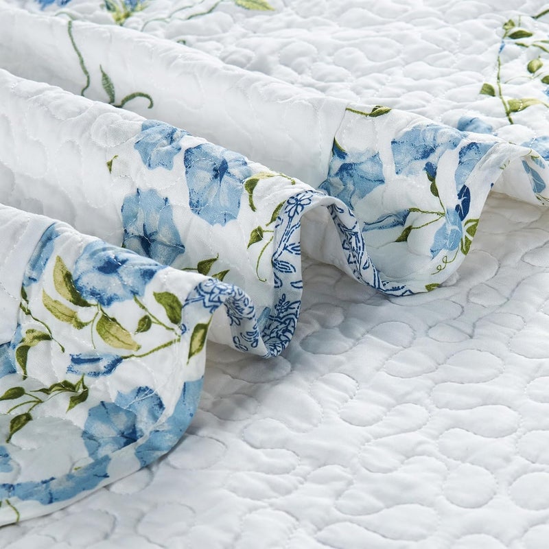 BYTIDE 4-Piece Quilted Microfiber Daybed Cover Set with Floral Embroidery, All Season Luxurious Bedding with Matching Shams, 75"x39", Morning Glory - Image 5