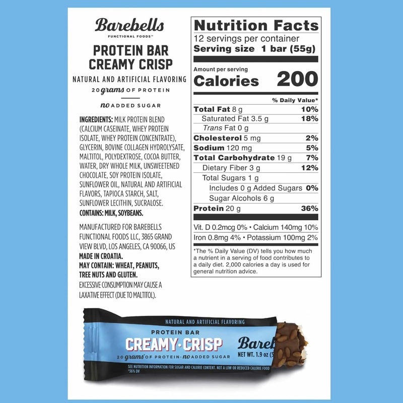 Barebells Creamy Crisp Protein Bars - 12 Count, 1.94oz Each, 20g Protein, No Added Sugar - Image 2