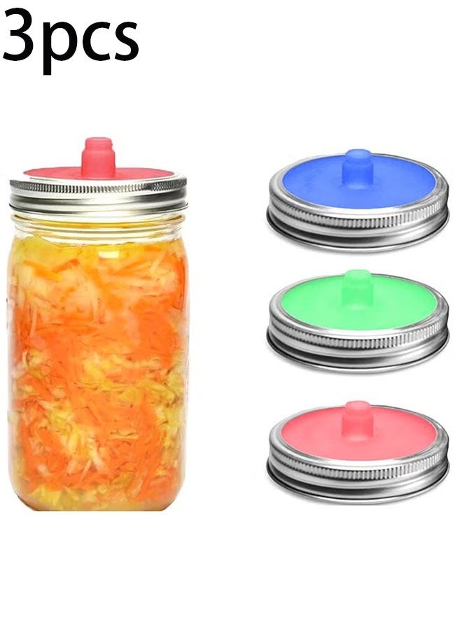 Ailily 3PCS Silicone Fermenting Lids, Waterless Airlock Fermentation Jar Lids, Premium Wide Mouth Jar Fermenter Cap, Suitable For Pickles And Fermented Probiotic Food  - Image 1