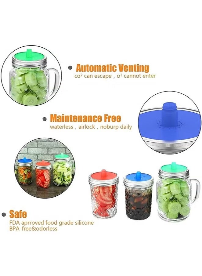 Ailily 3PCS Silicone Fermenting Lids, Waterless Airlock Fermentation Jar Lids, Premium Wide Mouth Jar Fermenter Cap, Suitable For Pickles And Fermented Probiotic Food  - Image 2