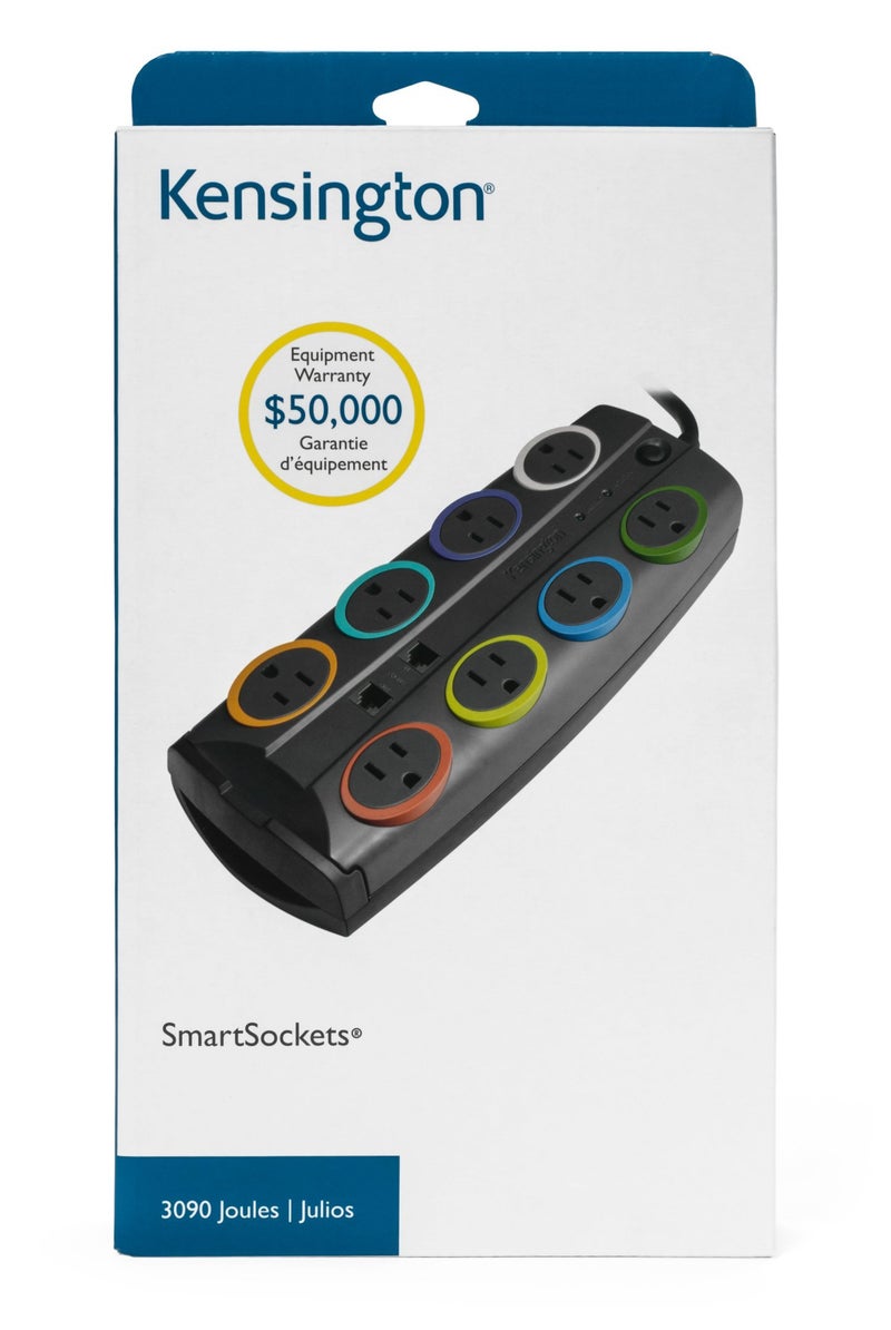 Kensington SmartSockets 8-Outlet, 8-Foot Cord, & 3090 Joules Premium Surge Protector (K62691NA) Gray - Image 5