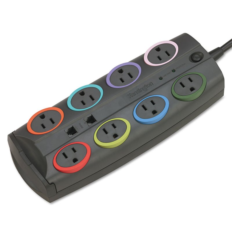 Kensington SmartSockets 8-Outlet, 8-Foot Cord, & 3090 Joules Premium Surge Protector (K62691NA) Gray - Image 1