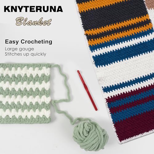 Knyteruna #6 Super Bulky Blanket Yarn for Crocheting - 4 Skeins(Each 10.5oz/300g, 220yds/201m), Chunky Chenille Thick Plush Big Soft Yarn for Crocheting Knitting Blankets, Sage Green - Image 5