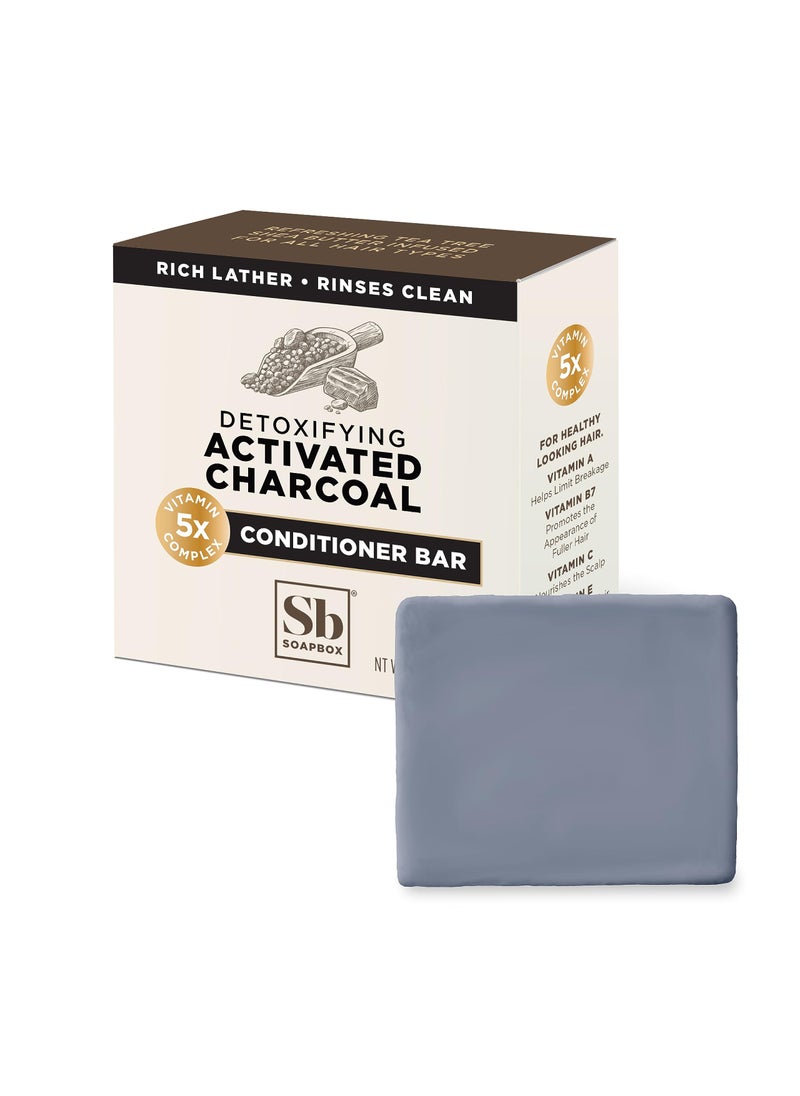Soapbox - Soapbox Hair Conditioner Bar with Activated Charcoal to Detox & Refresh Dry, Damaged Hair - 2oz Solid Conditioner, Low Plastic, Vegan, Sulfate & Paraben Free - Image 1
