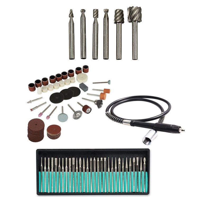 Digital Craft Digital Craft Rotary Tool Accessories Kit Mini Drill Bit Set with 32mm Mandrel in Electric Drill with 30Pc Diamond Burs 105Pc Rotary Tool Set 6pc HSS Rotary Burs Grinder Shaft  - Image 1
