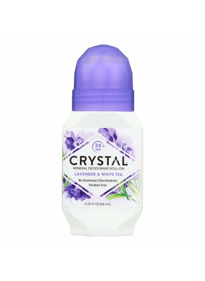 CRYSTAL ESSENCE Crystal Mineral Deodorant Roll-On, Lavender & White Tea 2.25 oz (Pack of 2) 