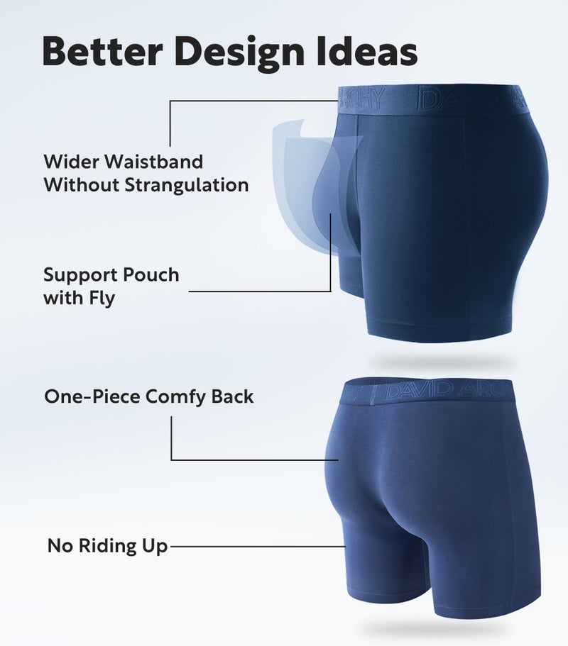 DAVID ARCHY Mens Underwear Boxer Briefs Breathable Soft Moisture-Wicking with Fly Underwear for Men Multipack - Image 3