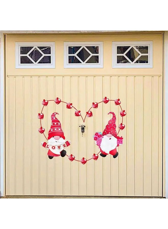 Red Gnome Love Car Refrigerator Sticker Set Reflective Hearts Weatherproof Plastic Decals - Image 3