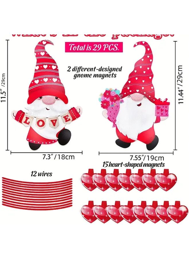Red Gnome Love Car Refrigerator Sticker Set Reflective Hearts Weatherproof Plastic Decals - Image 5