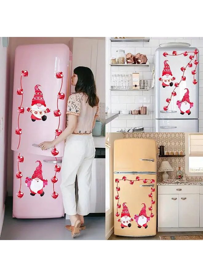 Red Gnome Love Car Refrigerator Sticker Set Reflective Hearts Weatherproof Plastic Decals - Image 4