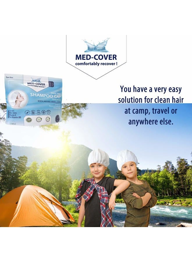 MED-COVER 6 × قبعة شامبو بدون شطف من ميد أوفيس - غسيل شعر سهل بدون ماء - خالية من مسببات الحساسية - درجة حموضة شعر محايدة - تركيبة غنية بفيتامين E، بروفيتامين B5 والألوة فيرا - Image 5